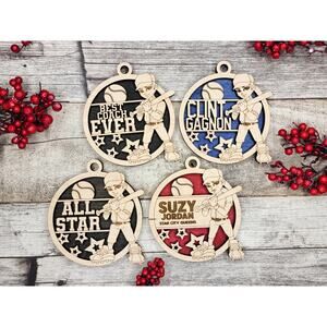 Personalized Animated BASEBALL Ornaments Male or Female Custom Christmas Gift